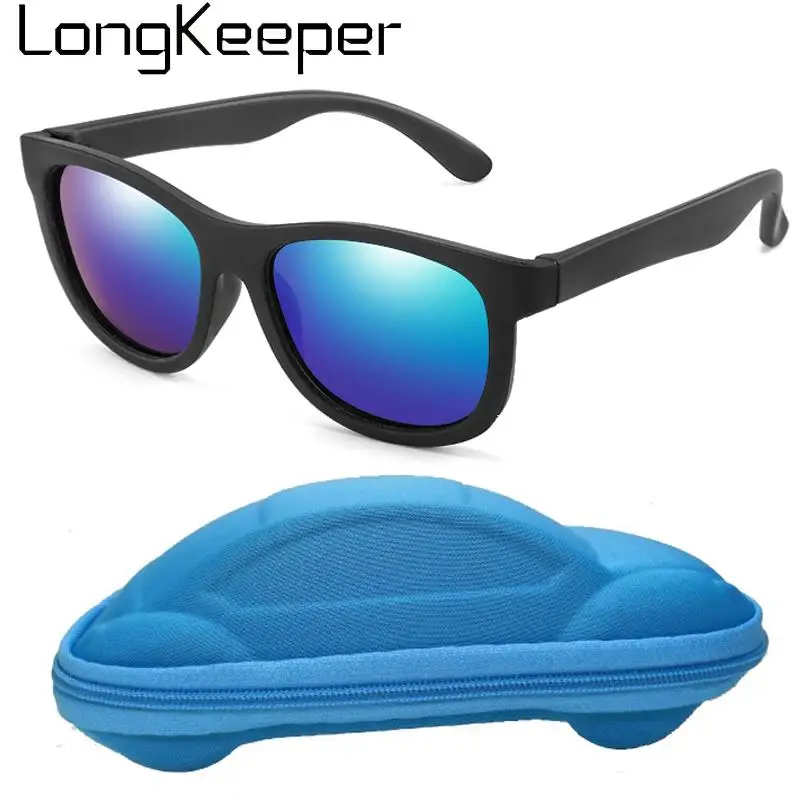 

2020 New Kids Sunglasses With Case Flexible Polarized Sun Glasses Boys Girls Baby Silicone Mirror Eyewear UV400 Child Shades