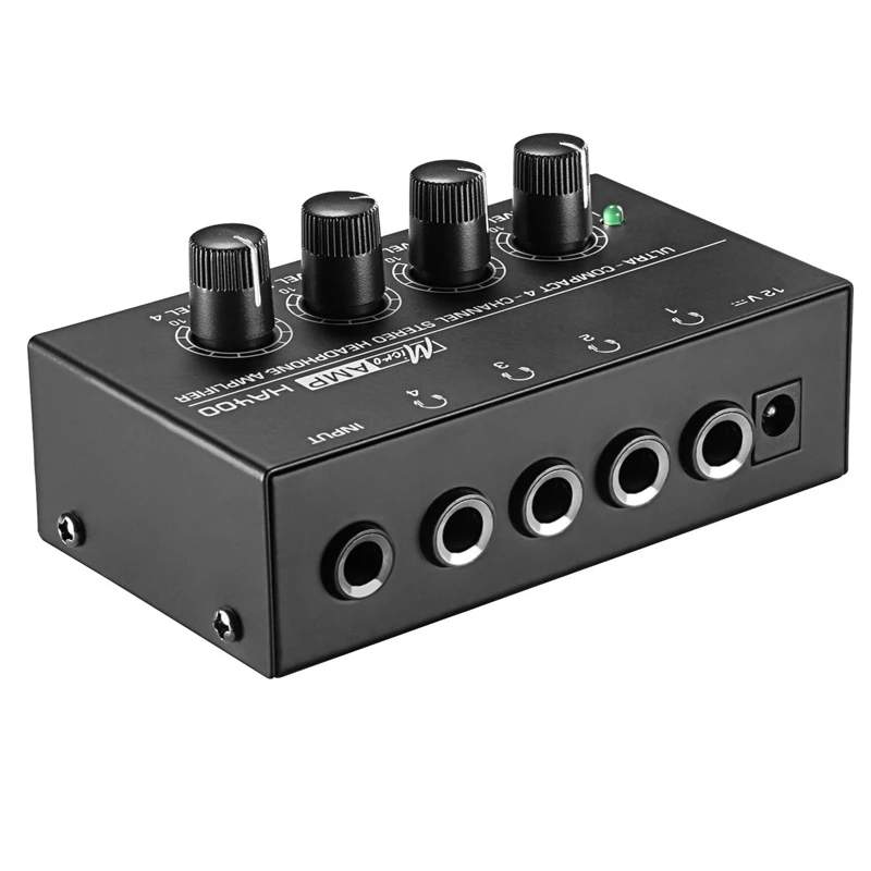 Eu Plug Ha400 Ultra Compact 4 Channels Mini Audio Stereo Headphone Amplifier With Power Adapter Black
