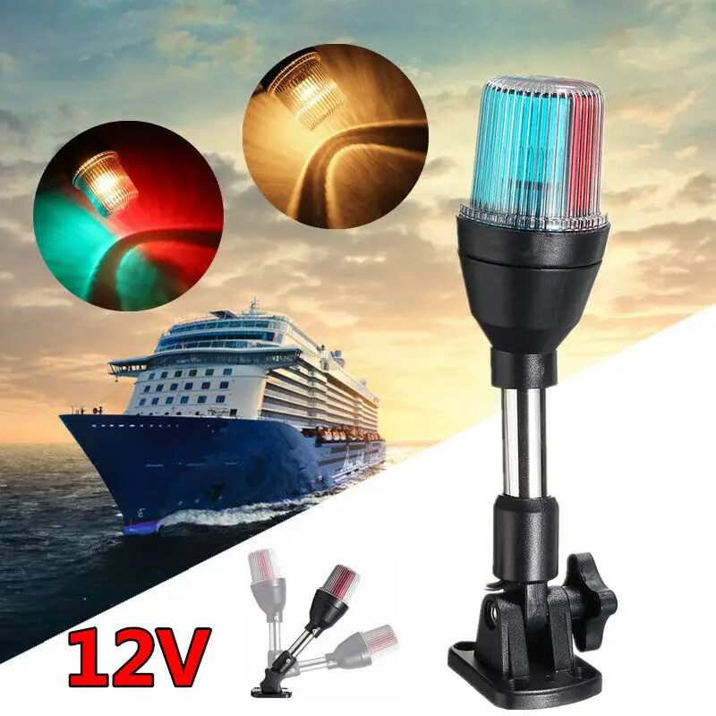 Universal 12V Marine Fold Down 360 degrees LED Navigation Stern Anchor Light for Boat Yacht Lamp 3-Colors | Автомобили и