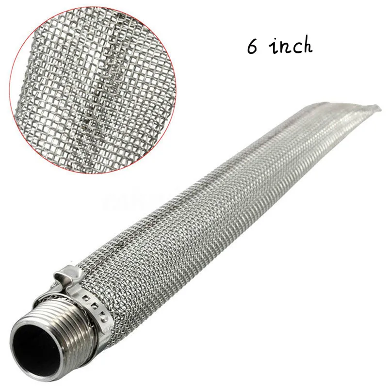 6 inch Чайник трубка пюре тун сетчатый фильтр Bazooka Spigot горшок фильтр варить экран варить для домашнего заваривания(6/12 дюйма) Нержавеющая сталь - Color: 6 inch