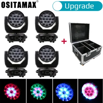 

4pcs+ flight case Lyre LED 19x15w RGBW 4IN1 Zoom Moving Head LED Wash Light Brightness Colorful Strobe Sound for Disco Party DJ