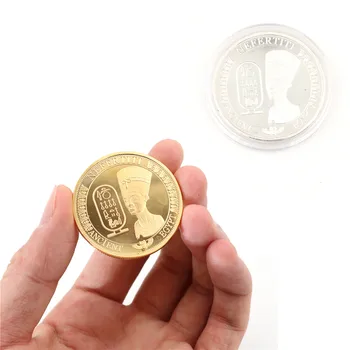 

1PCS Egyptian Queen Commemorative Coin Egypt Cleopatra Collectible Coin Art Collection Bitcoin Gift Gold Silver