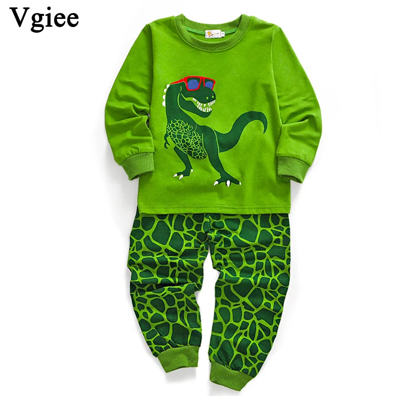 Vgiee/детский комплект одежды хлопковая полная мультяшная одежда с динозавром для