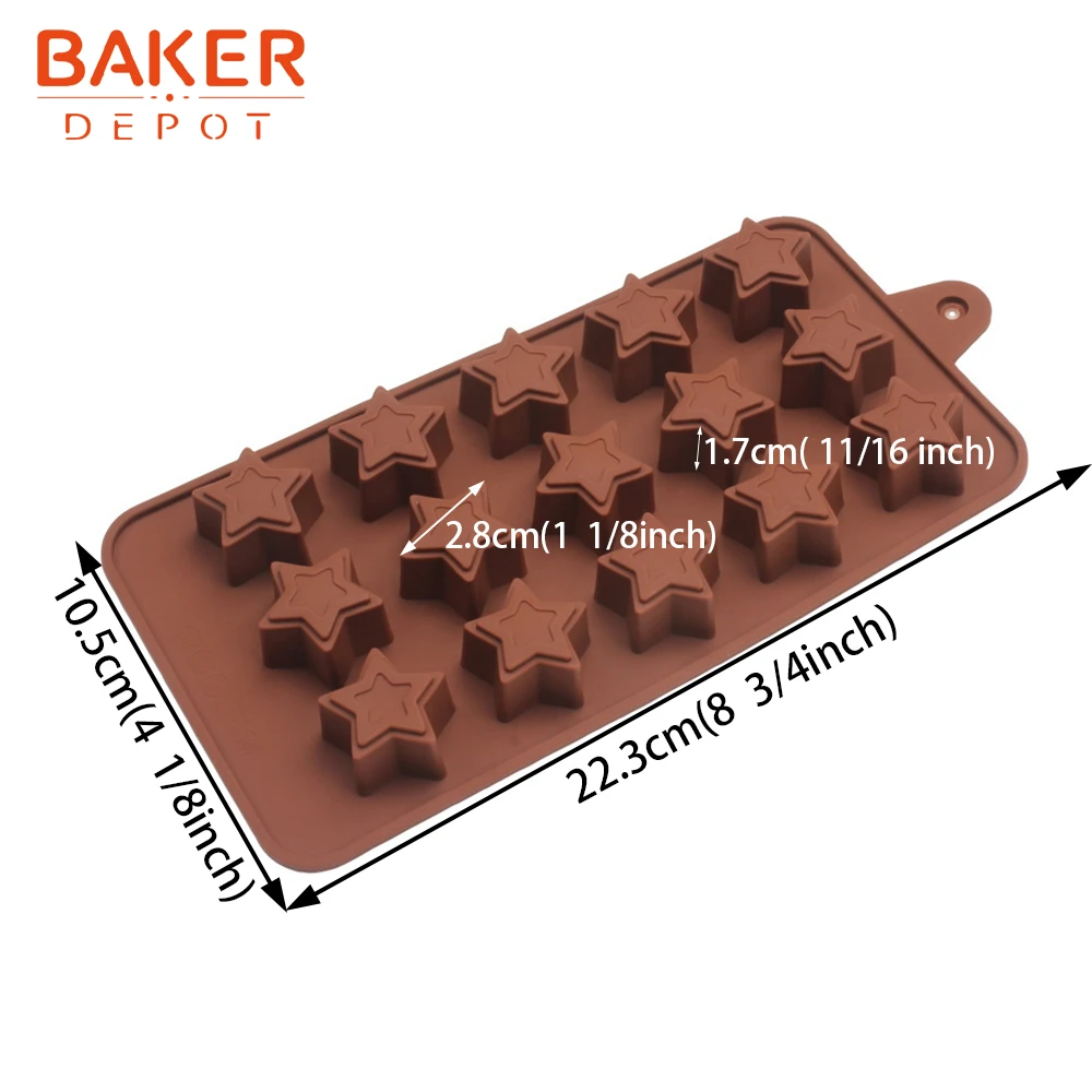 BAKER DEPOT звезда, силиконовая форма для шоколада, конфет, 15 полости, ледяной кубик, инструмент для печенья, торта, кондитерских изделий, форма для выпечки, сделай сам, украшение торта