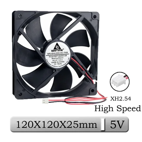 Pcs Gdstime DC 5V  120x120x25mm 120mm 0.5A High Speed PC Brushless Cooling Fan 12025S 12cm  2Pin CPU Case Cooler