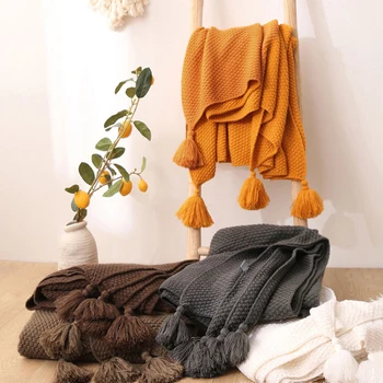 

Bed Blanket Bedspread Vintage Baby Cover Decor Home Tassel Blanket Bedding Sheet Knitted Sofa Blanket Bedspread D30