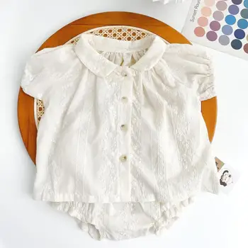 

Facejoyous Summer Newborn Baby Girl Clothes Set Embroidery Cotton Short Sleeve Tops + Shorts Infant Princess Clothing Outfit