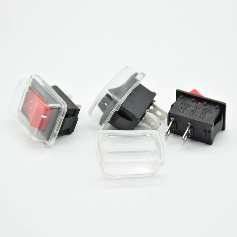 25pcs AC 6A//250V 10A//125V ON-OFF I//O SPST 2 Pin Snap in Rocker Switch Red Button
