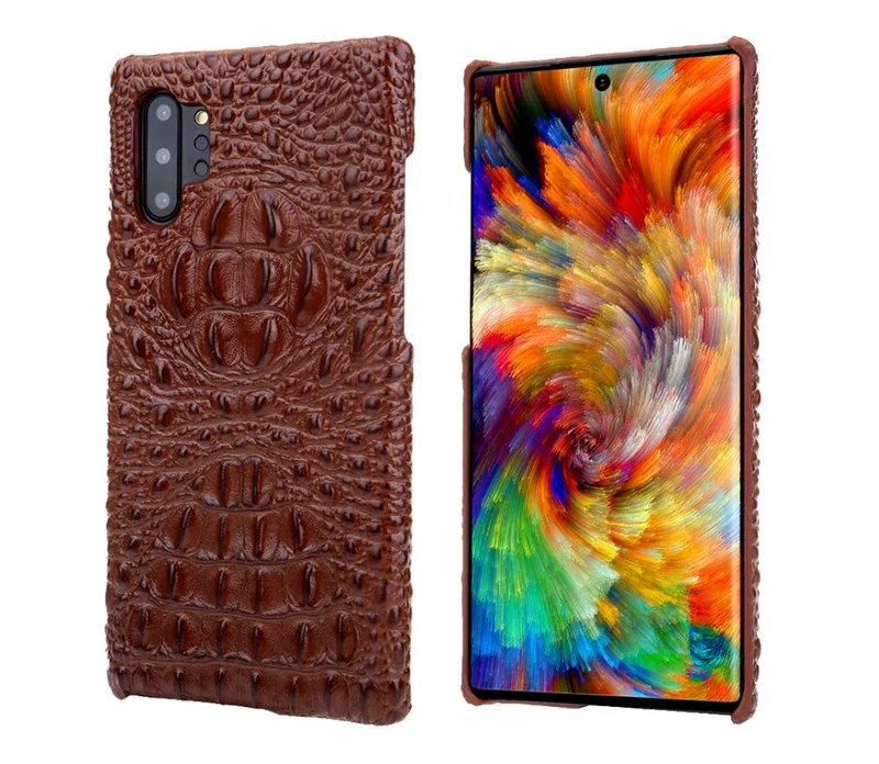 Твердый 3D чехол из натуральной кожи для samsung Galaxy Note 10 Plus Note10, чехол для сотового телефона, Роскошный милый крокодильчик, тонкая задняя крышка, чехол s