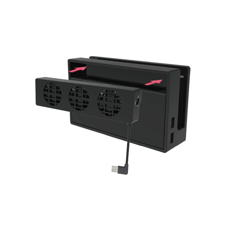For NS Switch Dock Cooling Fan Stand Base Three Fans Cooler Adjustable Fan Speed Cooling Fan Dock Base For Nintend Switch (1)