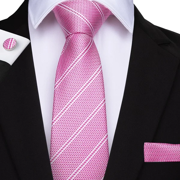 Однотонный розового цвета набор галстуков для мужчин шелк жаккардовый тканый 8,5 см ширина мужской галстук для мужчин мужские галстуки для свадебной вечеринки XH-327 - Цвет: MJ-7097