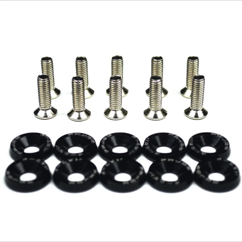 JDM Car Modified M6 Hex Fasteners Fender Washer Bumper Engine Concave Screws License Plate Bolts Car Styling 10 PCS auto fasteners auto accessories car screws