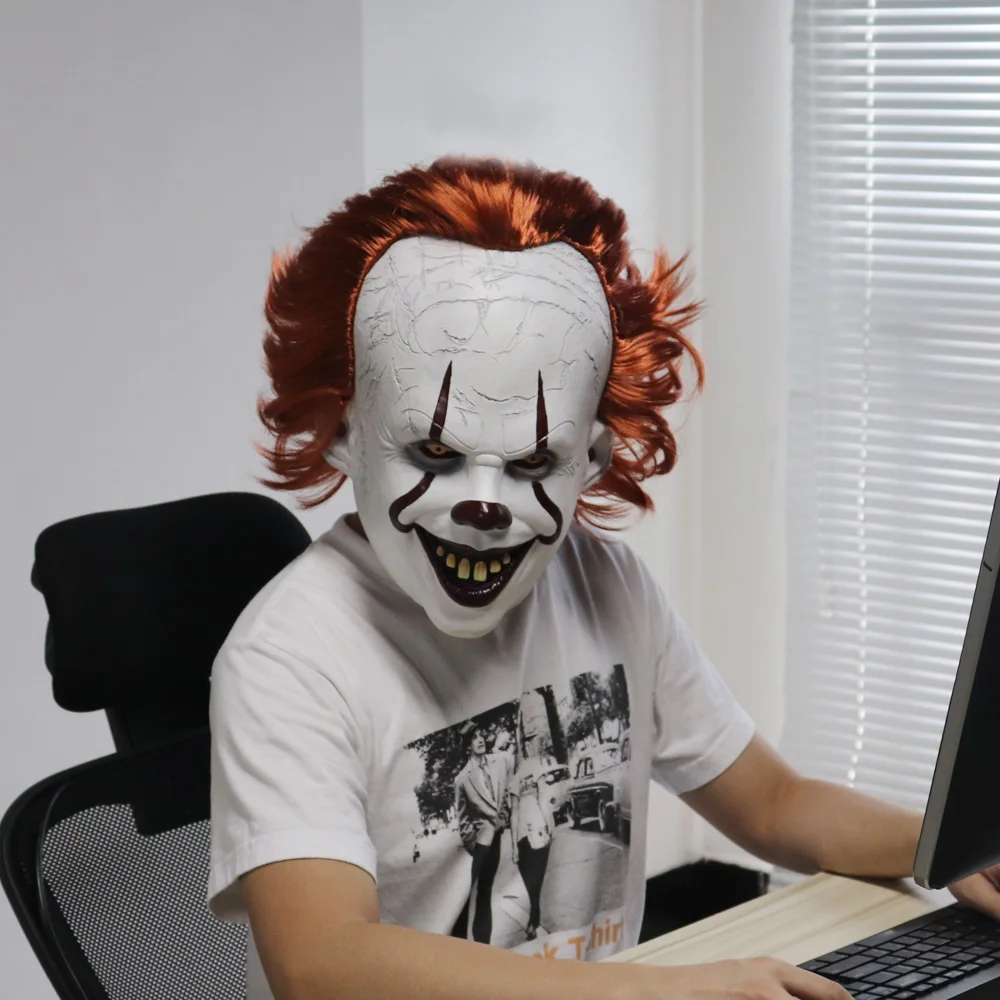 

Cosplay Mask Joker Pennywise Mask Stephen King It Chapter Two 2 Horror Latex Masks Helmet Clown Halloween Party Costume Prop