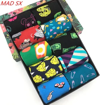 

10 pairs/lot New style colorful men's happy dress socks Cotton Fun Bright Patterned Socks Funny Gift Wedding Socks