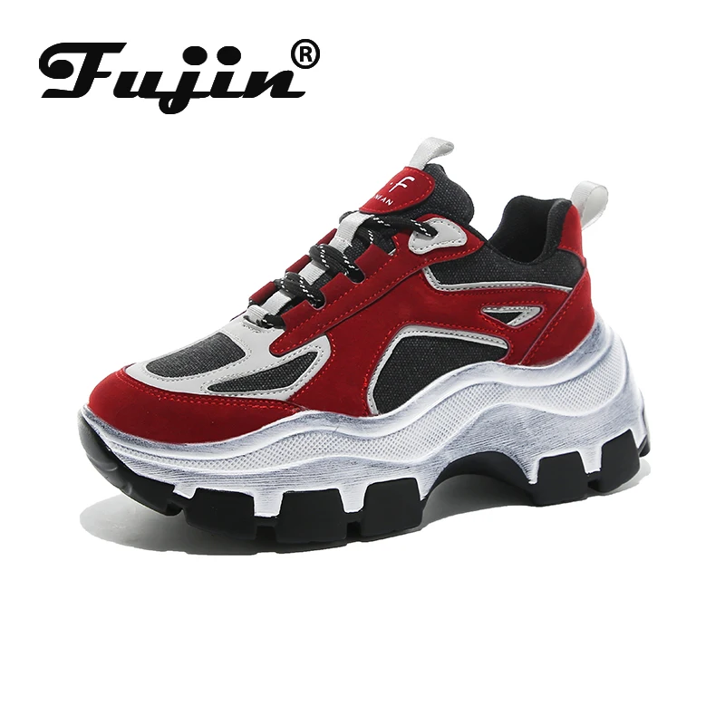 Comprar Fujin zapatillas de invierno mujeres Dropshipping grueso inferior Daddy zapato grueso inferior punta redonda respiración ocio femenino Vulcanize zapatos