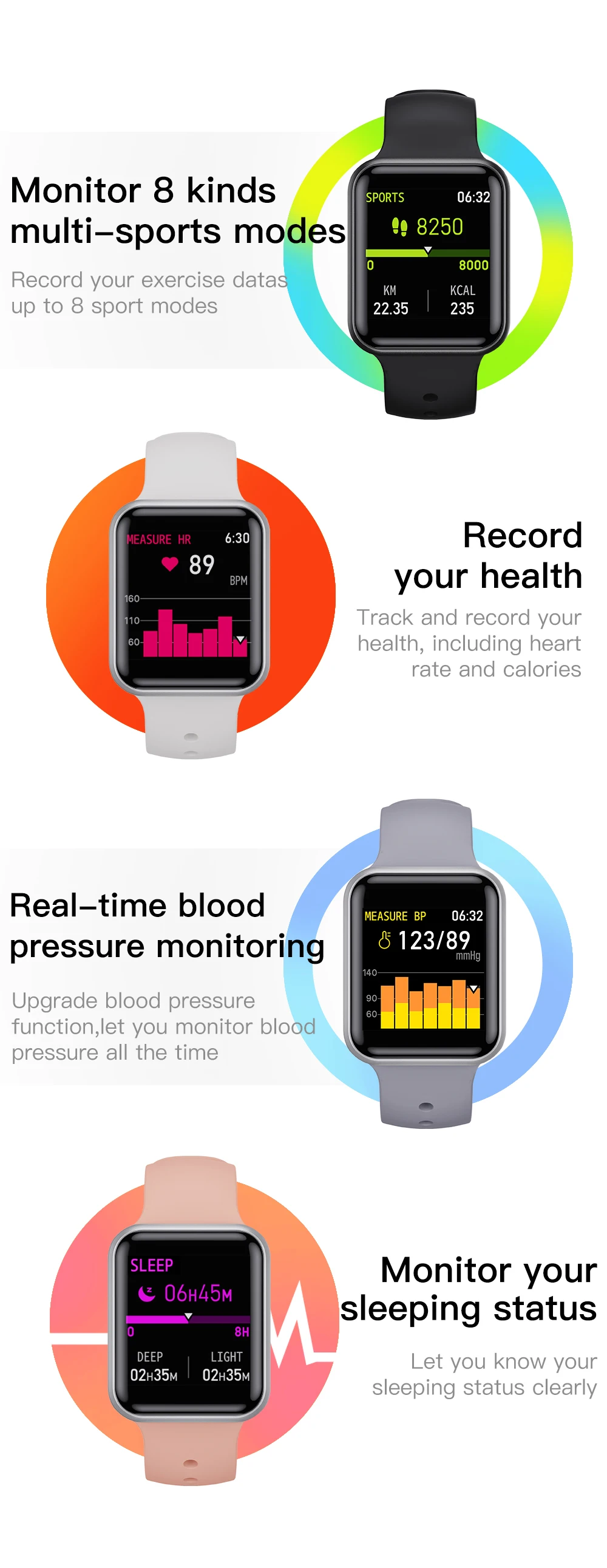 Vwar SN72 Bluetooth умные часы 60 дней в режиме ожидания кровяное давление IP68 Водонепроницаемые Смарт-часы для мужчин для apple huawei Рождественский подарок
