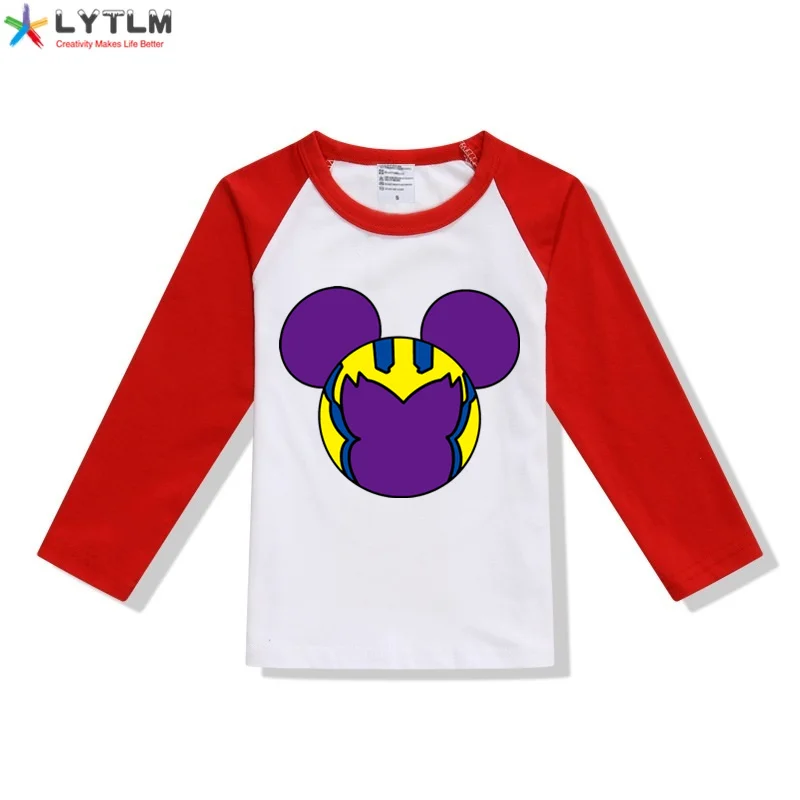 Футболка LYTLM Thanos детская забавная футболка с героями мультфильмов рубашки в стиле Хэллоуин для детей Koszulki Chlopiece Мстители Детские футболки с длинными рукавами - Цвет: CX Raglan Red