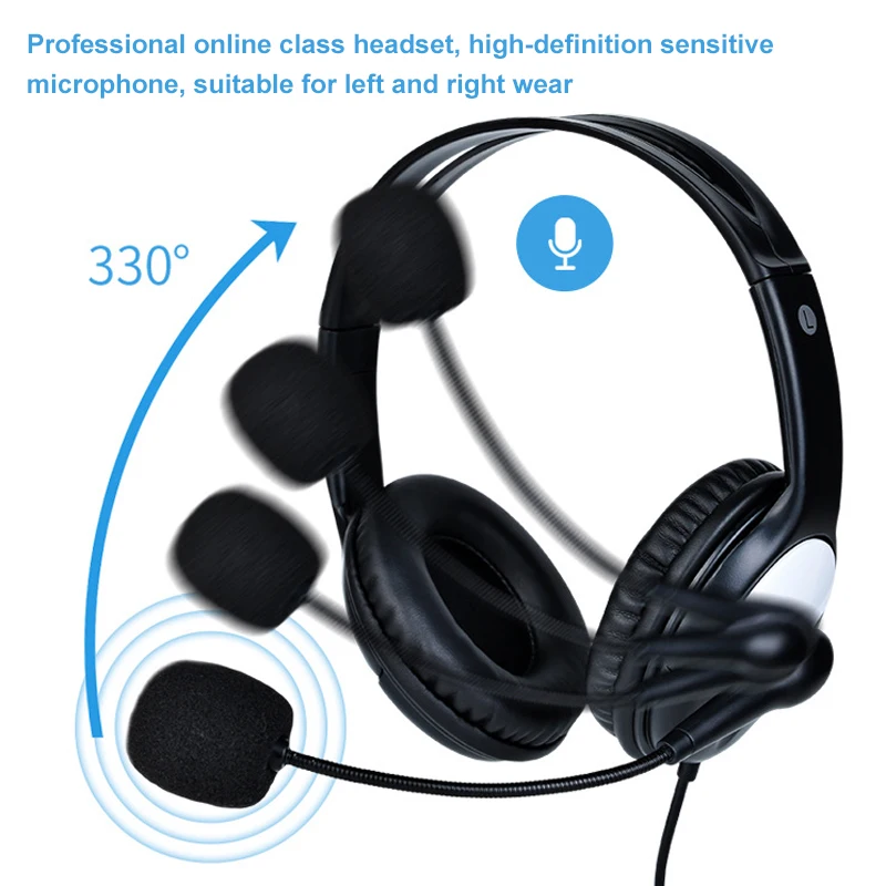 Kids Wired Headphone USB 3 5mm Interface Music Headset with Rotatable Microphone for Smart Phone PC Gaming Earphone
