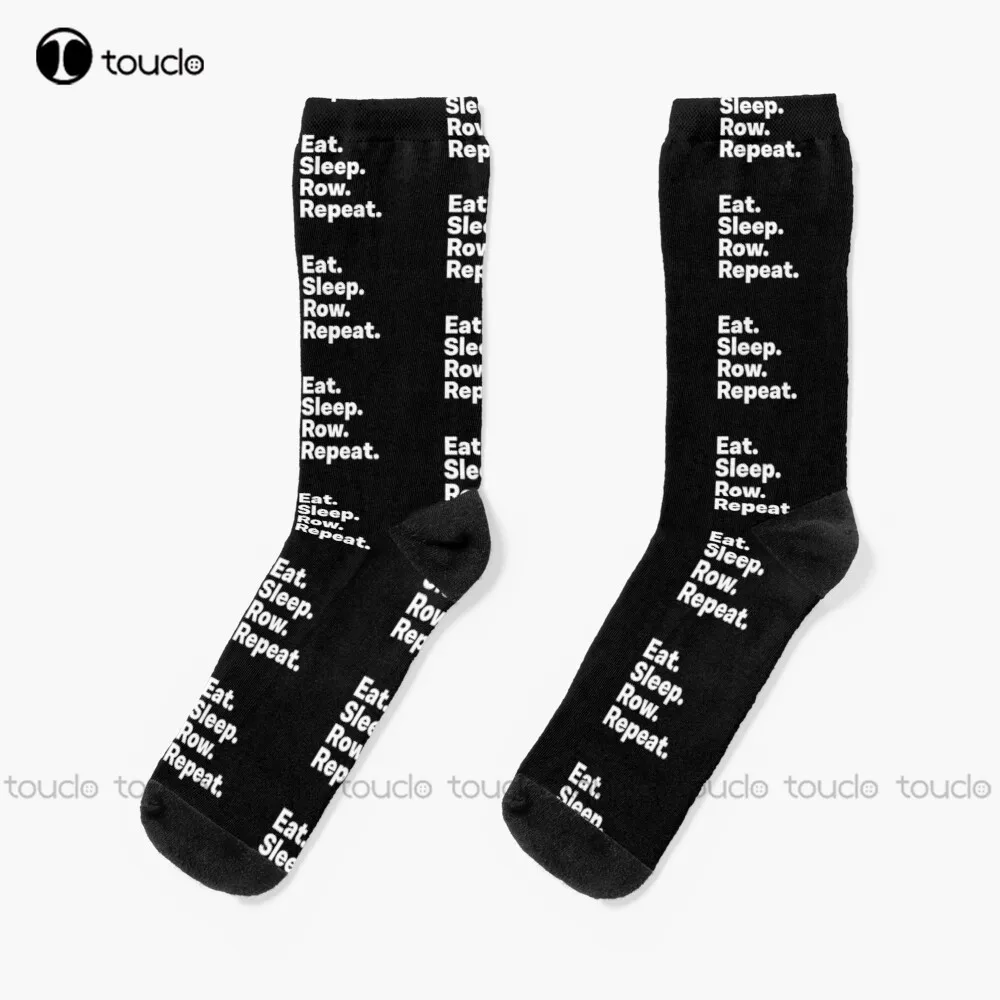 

Eat Sleep Row Repeat Socks White Socks Mens Unisex Adult Teen Youth Socks Personalized Custom 360° Digital Print