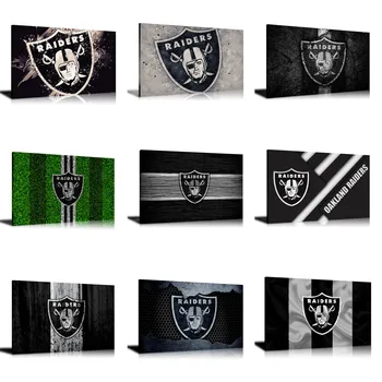 

HD Print Football Sports Team Flags Oil Painting Home Decor Wall Art on Canvas Oakland Raiders Living Room Decoration