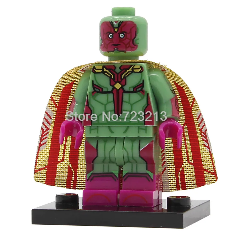 Vision X0233 X0251 Мстители эндшпиль супер герой Фигурка Железный человек Муравей Hawkeye ракета енот Тор Туманность строительные блоки кирпичные игрушки - Цвет: Vision