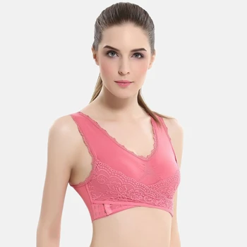 

S-4XL Women bralette Underwear Sexy Lingerie Solid Lace Color Cross Side Buckle Wireless Push up Breathable Sleep Sports Bra 3