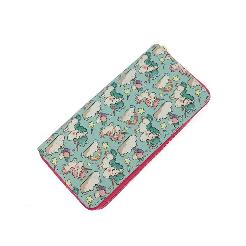 KANDRA Unicorn женские кошельки Длинные из искусственной кожи модные кошельки с рисунками клатч кредитный держатель для карт органайзер для девочек милый кошелек для монет