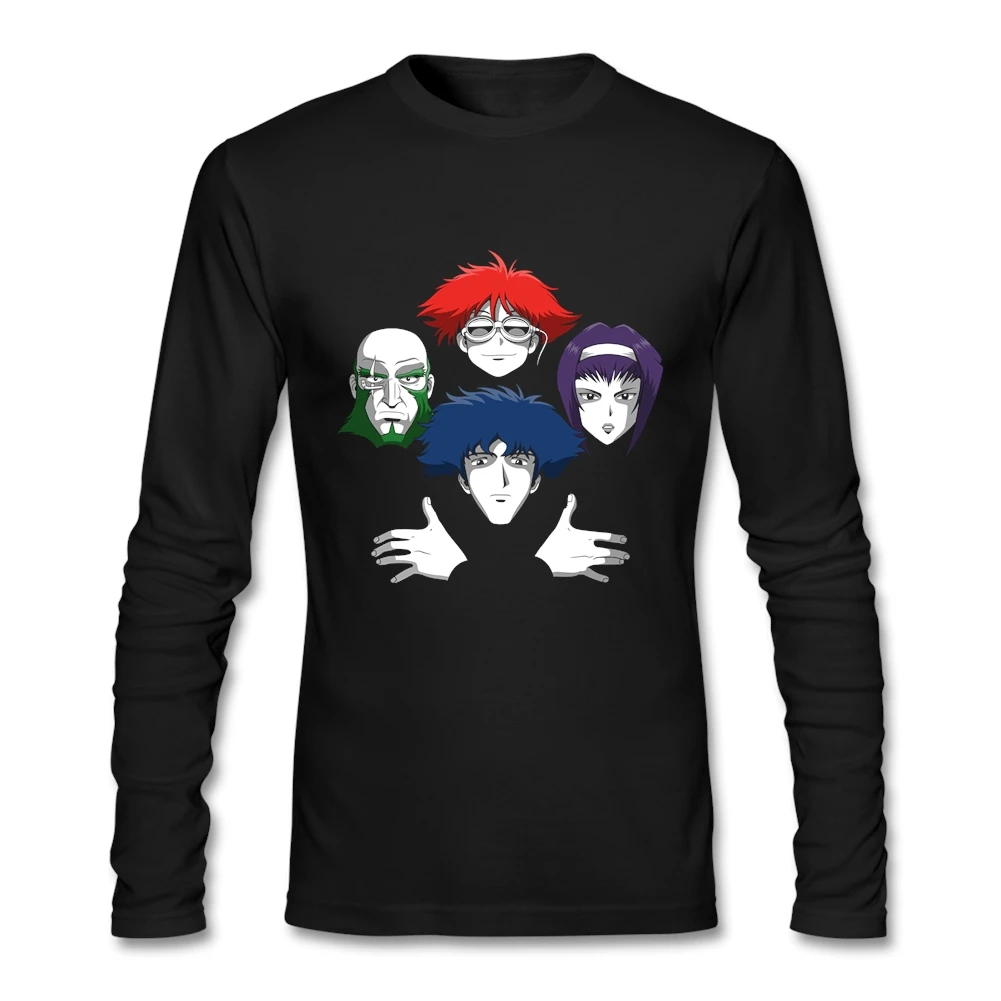 Футболка мужская хлопковая с круглым вырезом длинными рукавами в японском стиле