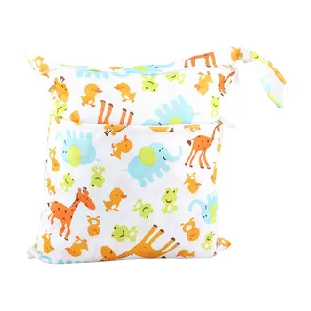

Baby Infant Cute Double Zipper Travel Outdoor Maternity Storage Waterproof Reusable Nappy Pouch Diaper Bag Wet Dry Nursing