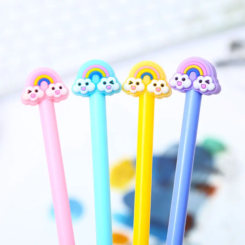 

12pcs Cute Rainbow Gel Pen Korean Kawaii School Stationary Store Cartoon Thing Office Stationery Accessories Bts Item Material