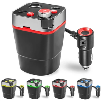 

Cup Shape Car Charger Dual USB Port FM Transmitter Bluetooth 3.0 MP3 Music Player With Mic Cigar Lighter Socket ​