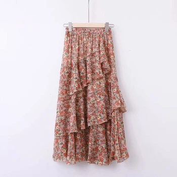 

Plus Size Elastic Waist Floral Printed Skirts Casual Summer Beach Skirts