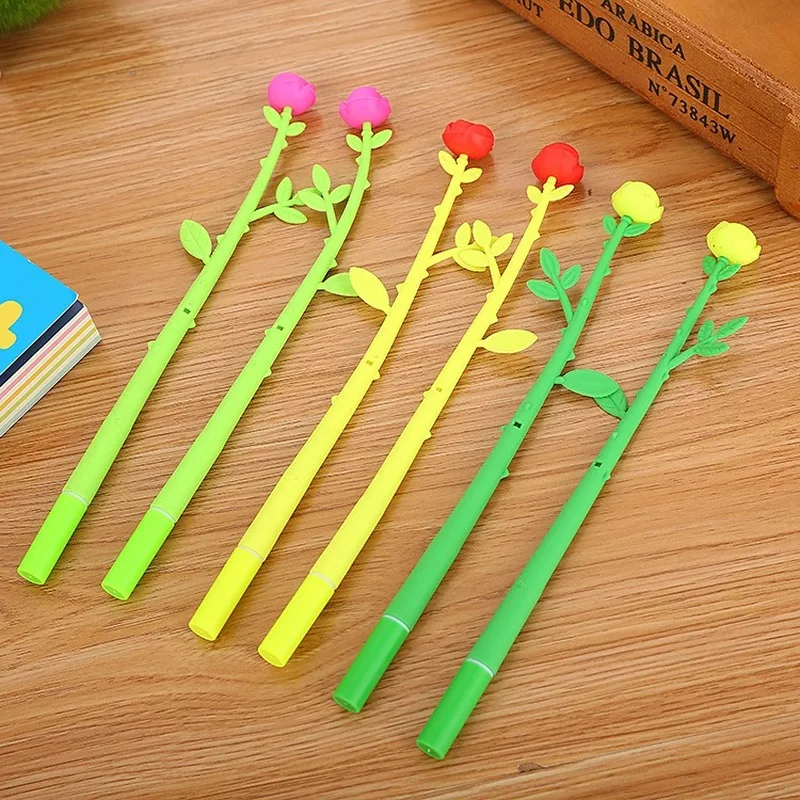 

60 Pcs Rose Gel Ink Pens Set Wholesale Stationery Flowers Cartoon Pen Cute Roses Office Learning Stationery Gifts Wholesale