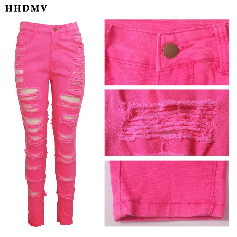 HHDMV GHSF12081 новые модные уличные стильные длинные джинсовые брючные пуговицы рваные карманы высокая талия джинсовые длинные Маленькие ноги брюки