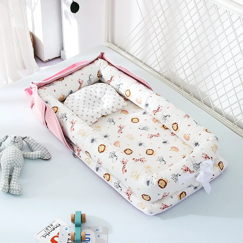 Animal World Pink Переносная детская кроватка, дорожная кровать, складная детская кровать, сумка для переноски малыша, многофункциональная сумка для хранения для ухода за ребенком - Цвет: Animal World Pink