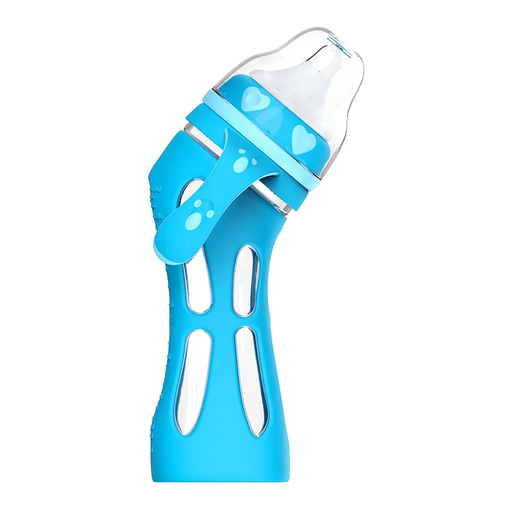 

180/240ml Bottle Feeding Baby Normal Flow Tip Angle Fall Resistant Anti-Colic Newborns Milk bottles with Temperature Sensing