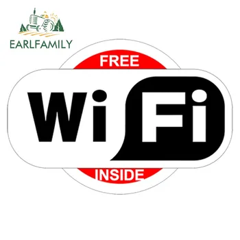 

EARLFAMILY 13cm x 7.8cm Waterproof FREE WI FI Funny Window Vinyl Decal Car Sticker Office Wall Cafe Shop Hotel Decor