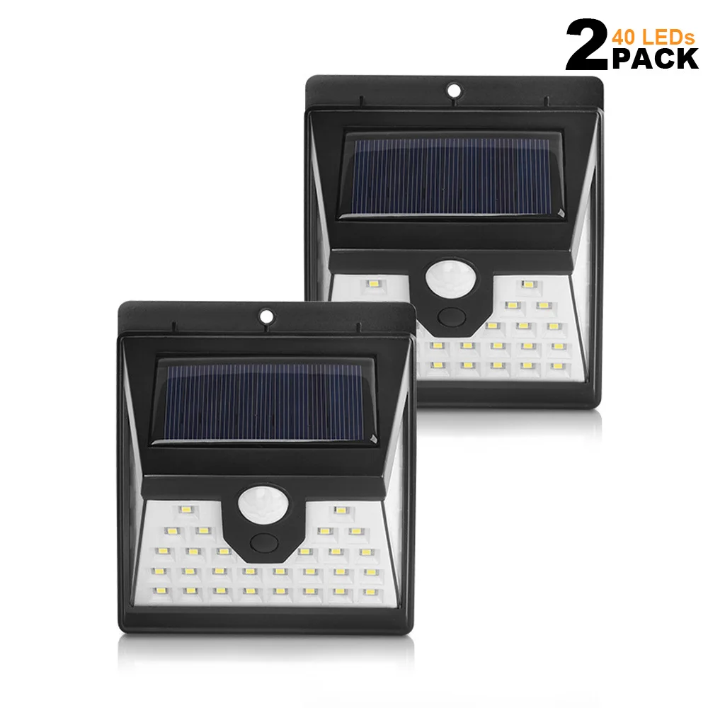 Светодиодный настенный светильник на солнечной батарее с датчиком движения светодиодный садовый светильник на солнечной батарее IP65 Водонепроницаемый Уличный настенный светильник для передней двери - Испускаемый цвет: 2 Pack