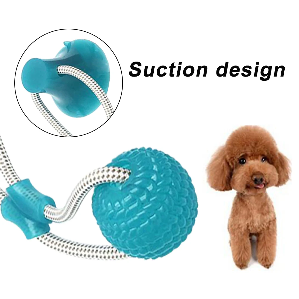 

Dog Ropeball Tug Toy With Suction Cup Pet Interactive Push Ball Toys TPR Balls Dogs Tooth Cleaning Toll Red Blue Green 0