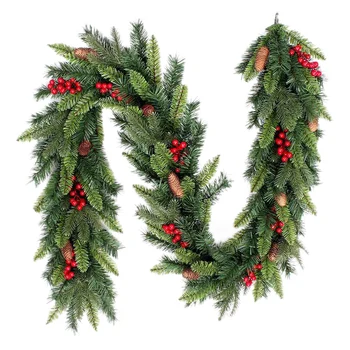 

2M hanging Christmas ornaments for home Shop Outdoor Christmas decoration Xmas Tree decor holly with pine cone and llex cornuta