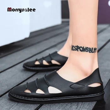 

Men Hollow Out Genuine Leather Sandals Summer Classic Men Shoes Slippers Soft Sandals Men Roman Comfortable Walking Footwear