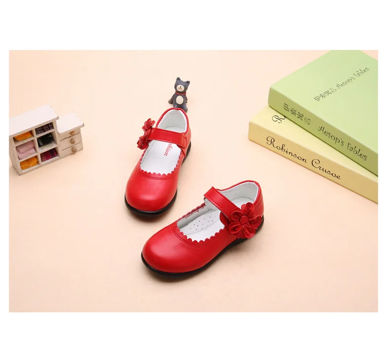 Red pink White Black Childrens Girls Leather Shoes Girls Princess Shoes kids school student Dress Shoes 4 5 6 7 8 9 10 11 12-15T
