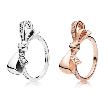 

BaoFu 100% 925 Sterling Silver Ring Mother's Day Gift Most Popular Bow Ring Jewelry Birthday Gift High-end Jewelry