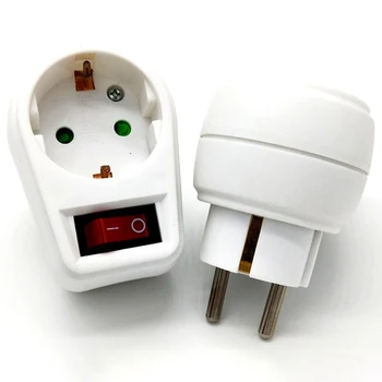 

European Type Conversion Plug 1 TO 1 Way EU Standard Power Adapter Socket With Switch Neon Indicator 16A Travel Plugs