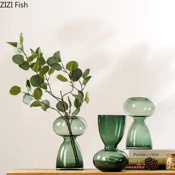

Glass Vase Oval Irregular Vases Flowerpot Transparent Gradient Hydroponics Flower Dried Flowers Nordic Creative Home Decor