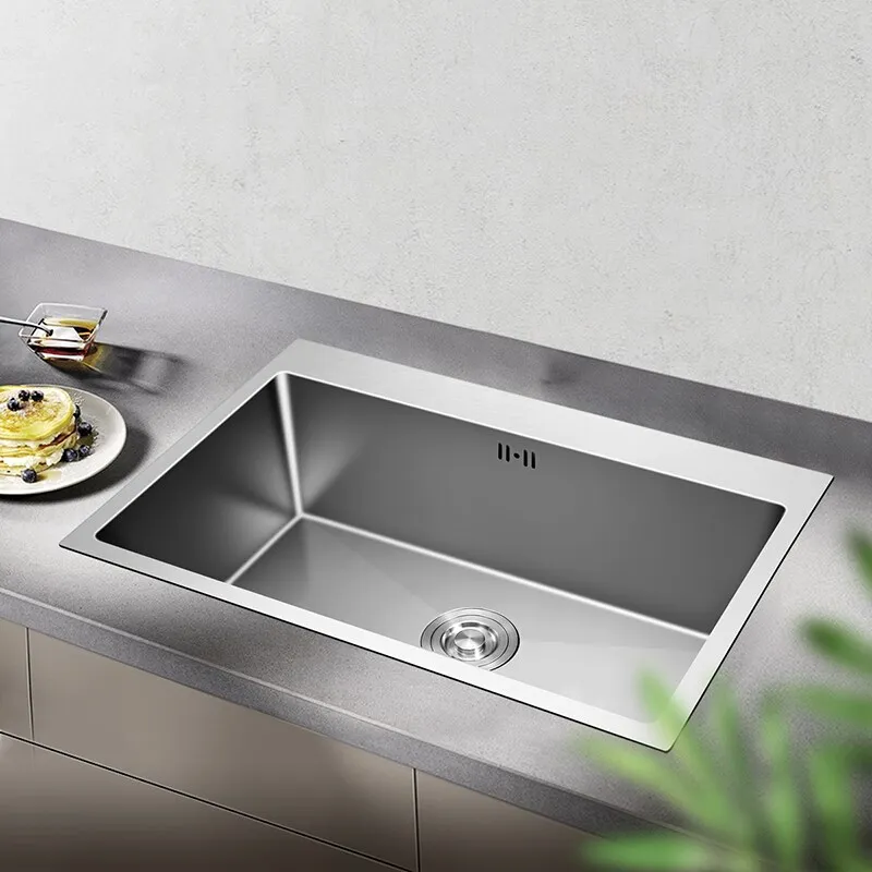 

Handmade Brushed 304 Stainless Steel Single Bowl Washbasin Drawing Drainer Welding Sinks Big Wash Dishes Kitchen Sink Undermount