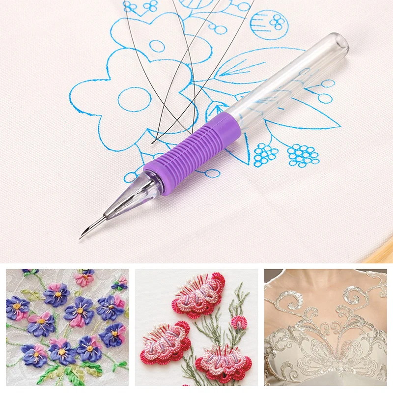 

Yarn Cross Stitch Diy Magic Embroidery Pen Punch Needle Durable Embroidery Tool Plastic Painting Sewing Picture Convenient