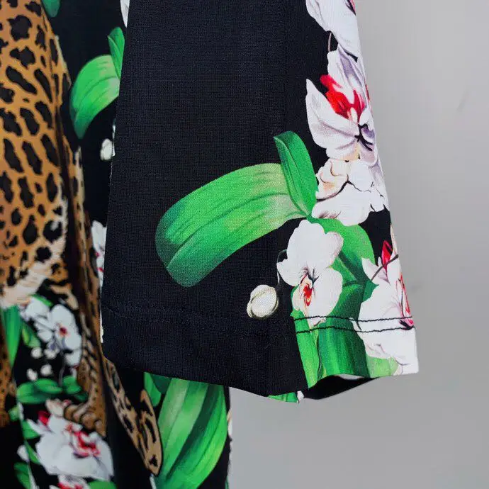 AH1287Fashion мужские топы и тройники Подиумные Роскошные известный бренд Европейский дизайн Короткие вечерние футболки с принтом мужская одежда