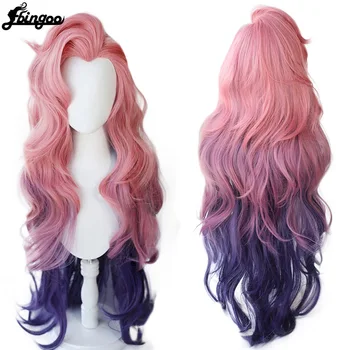 

【Ebingoo】LoL Seraphine Cosplay Wig KDA Cosplay Loose Wave Straight Pink Mixed Purple Wigs Heat Resistant Synthetic Hair Game