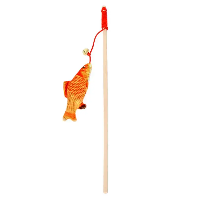 Red Carp Игрушки для кошек Милая забавная палочка для игры с котом плюшевая 3D форма для рыбы с колокольчиком игрушки для кошек Catnip для кошек Интерактивная палка товары для кошек - Цвет: Red Carp